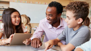 students with teacher