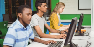 Students working on computers